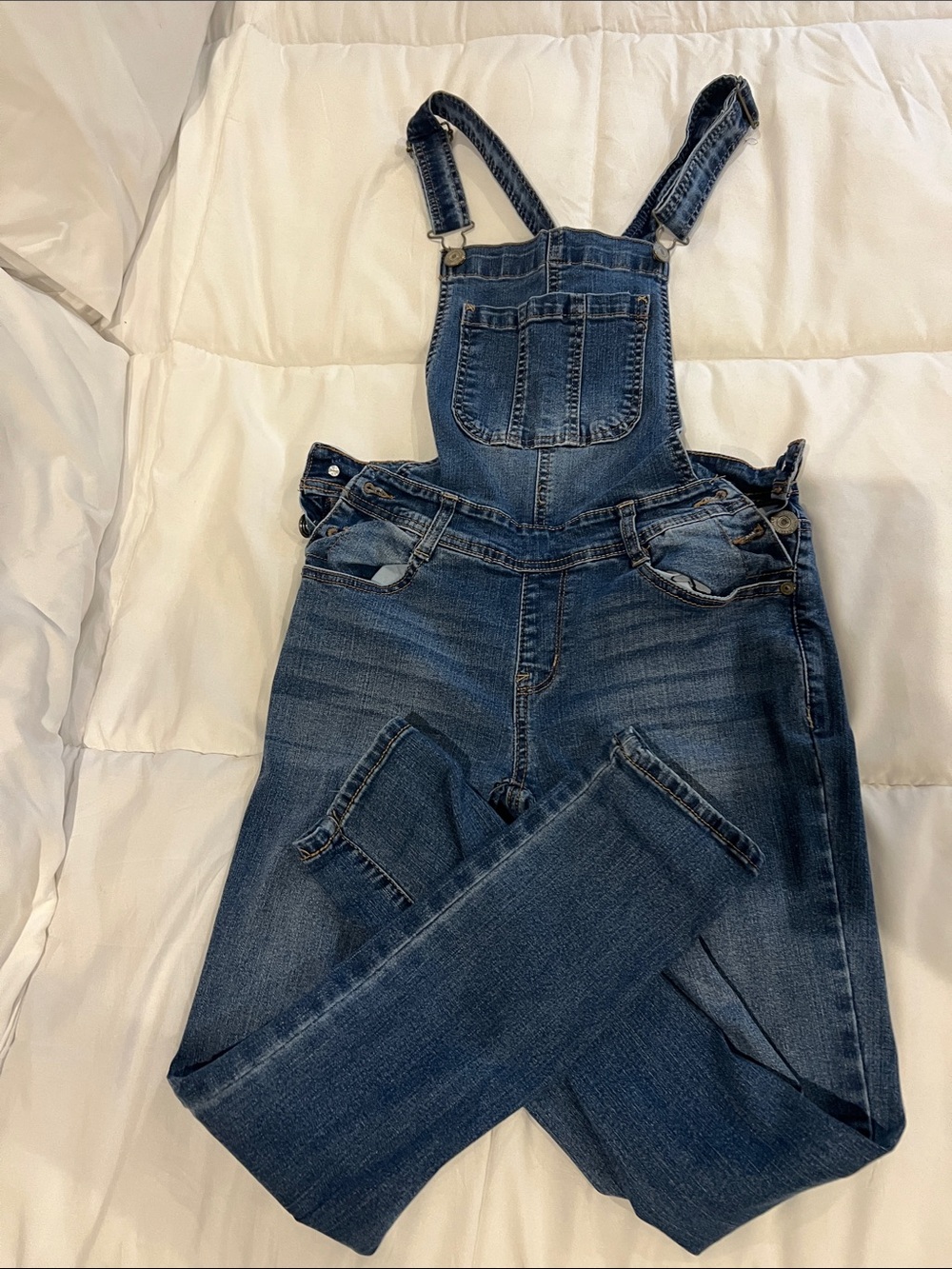 Wallflower Denim Overalls in Medium Blue Wash